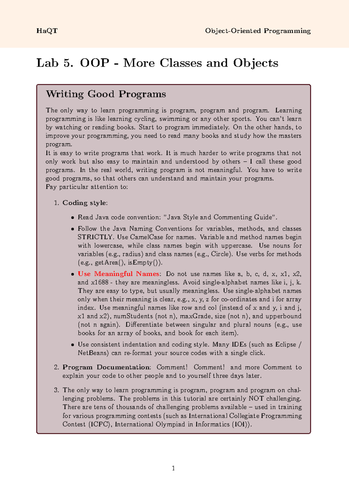 Exercises OOP 2026: Lab 5 - More Classes and Objects - Studocu