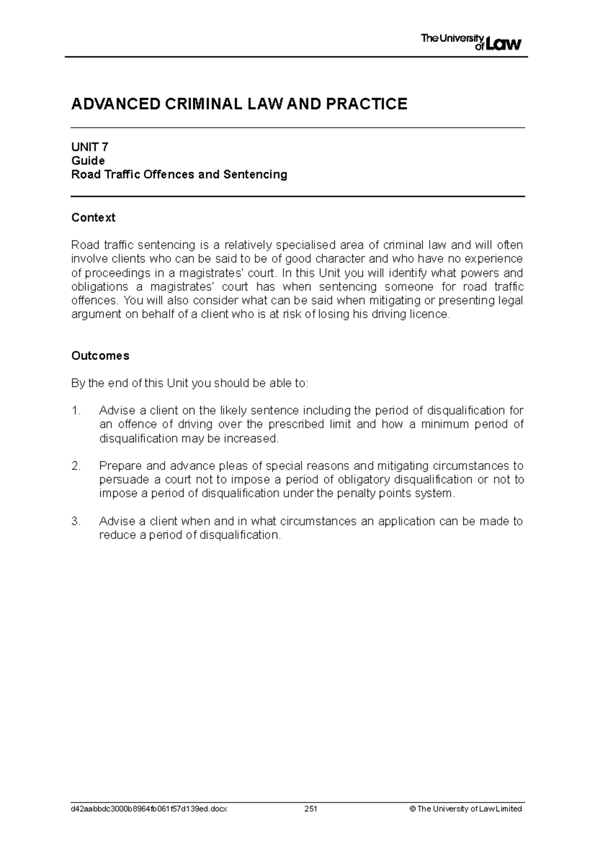 2223 acp ws07 ce01 guide t - ADVANCED CRIMINAL LAW AND PRACTICE ...