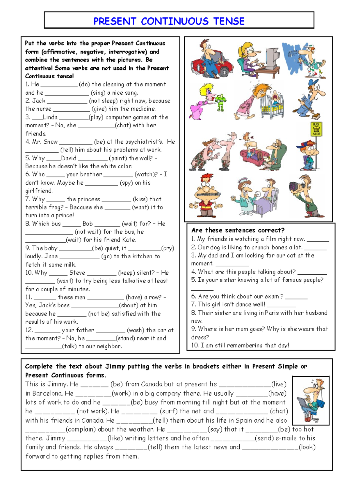 Present Continuous Tense Exercises & Worksheets (Course Code: 98274 ...