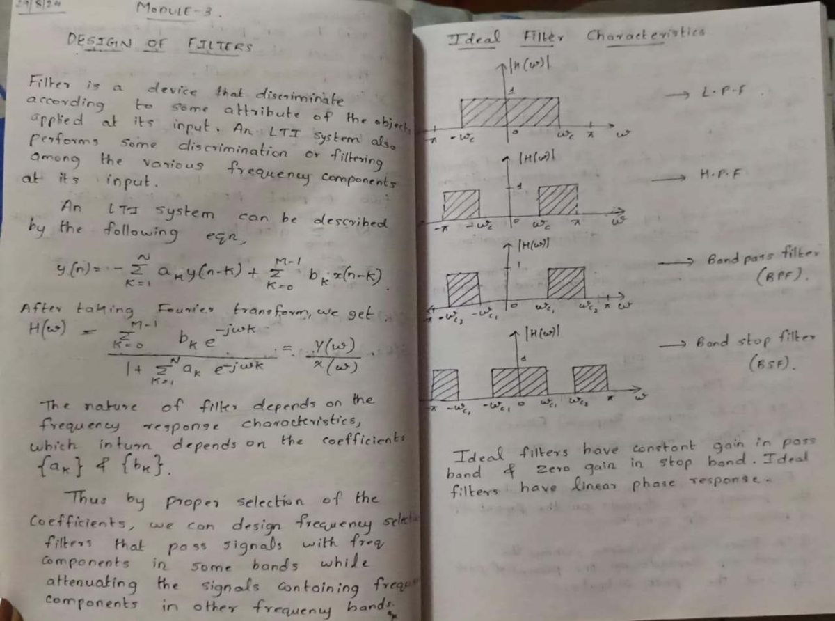 824 DIGITAL SIGNAL PROCESSING: Design of Filters and Characteristics ...