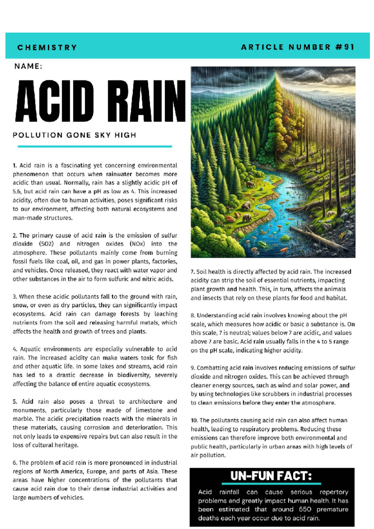 Acid Rain: Understanding Causes, Effects, and Solutions - Chem 101 - Studocu
