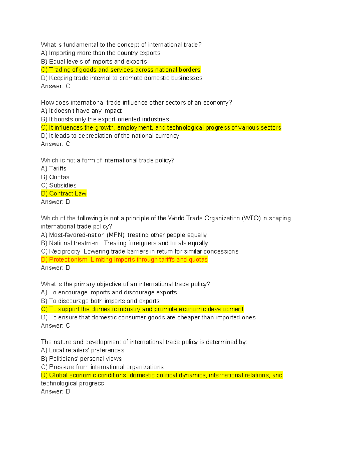 TP U1 MCQ - Chapter 1: Fundamentals of International Trade - Studocu
