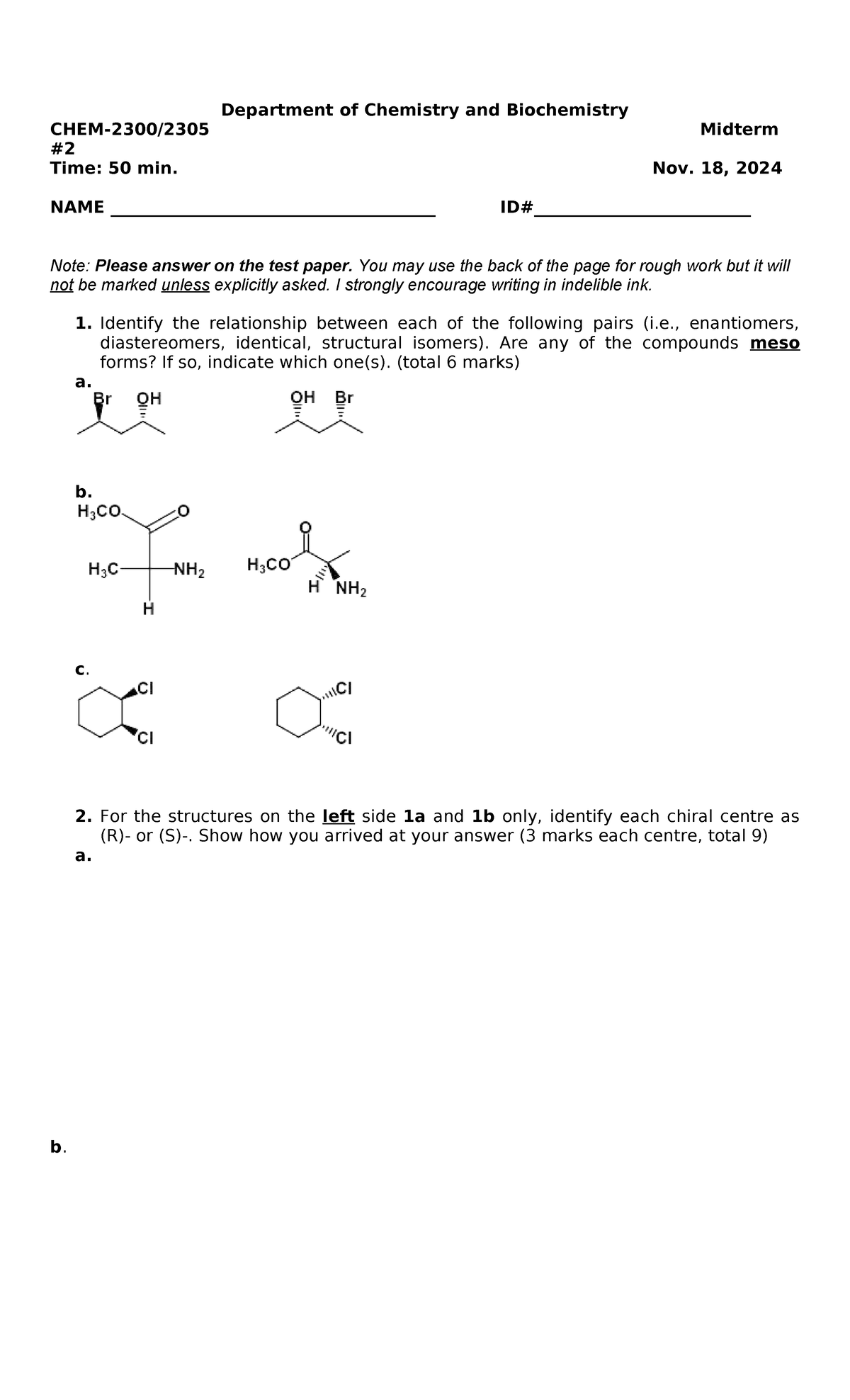 M2 Organic Chemistry Midterm Exam Notes - Nov. 18, 2024 - Studocu