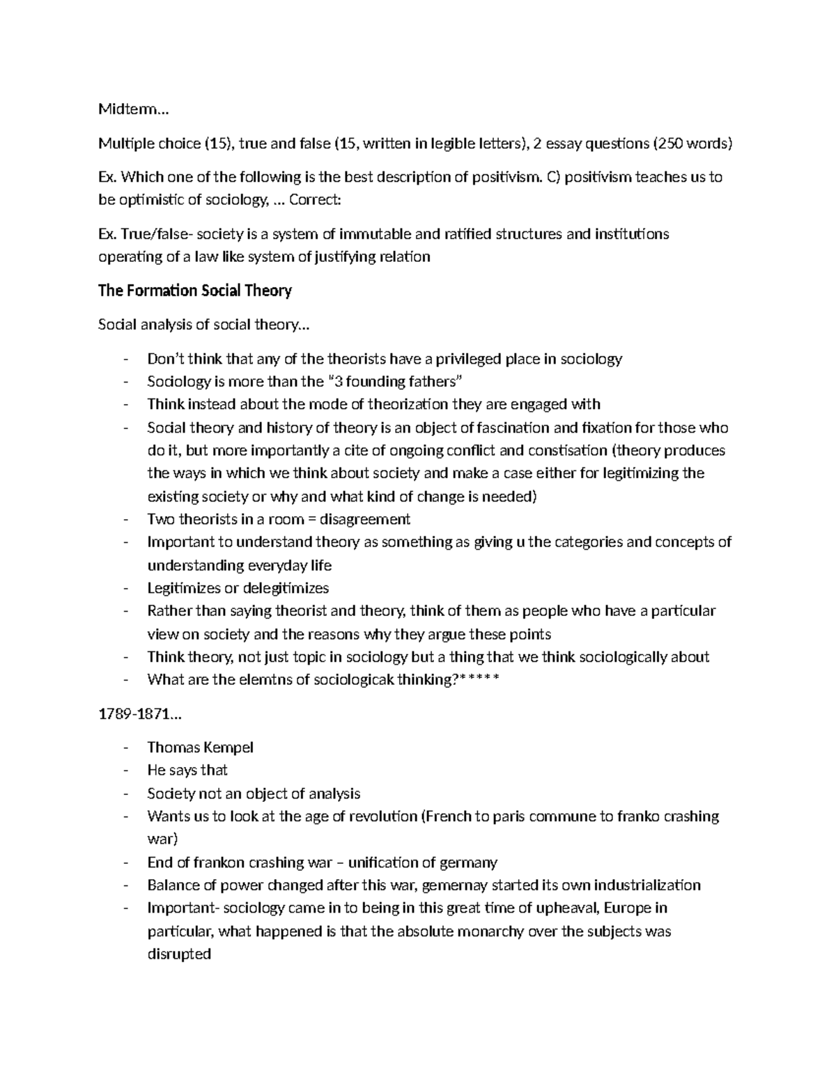 Sociology Midterm Exam Notes: Social Theory & Key Concepts - Studocu