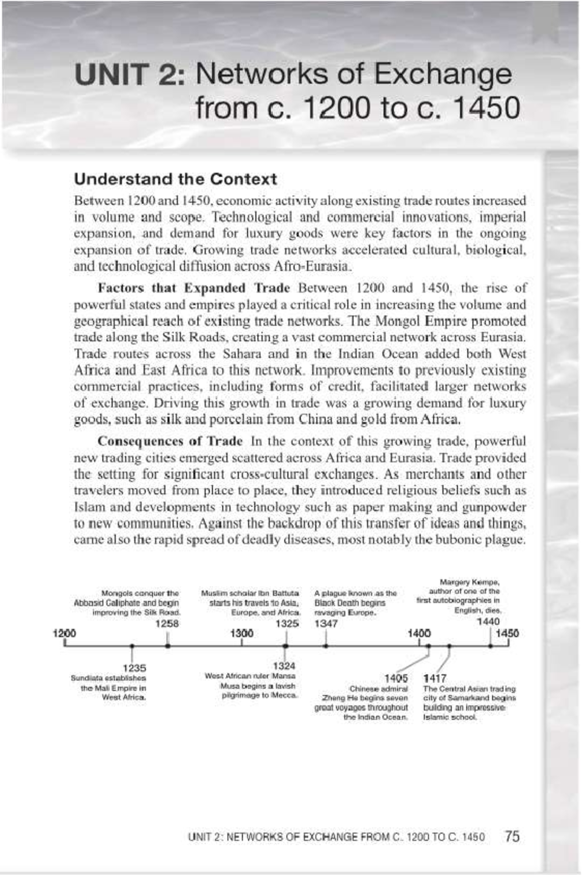 UNIT 2: Networks of Exchange (C. 1200 - C. 1450) - Key Factors and ...