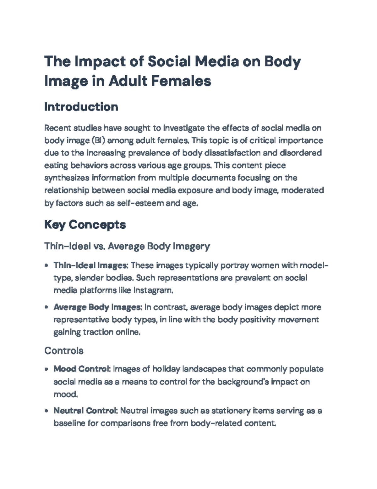 The Impact of Social Media on Body Image in Adult Females: An Analysis ...