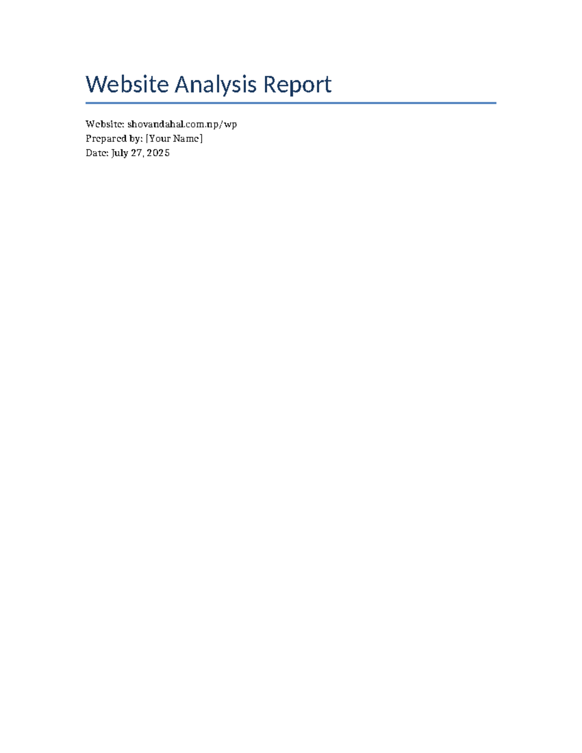 Extended Website Analysis Report for Shovan Dahal - Studocu