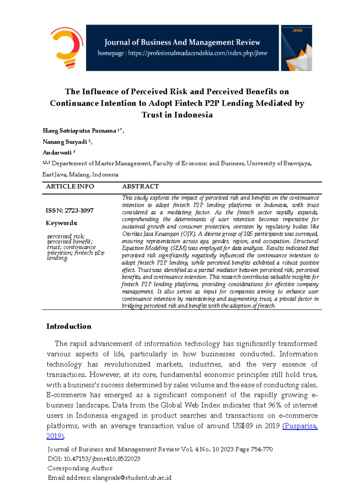 The Impact of Perceived Risk and Benefits on Fintech P2P Lending ...