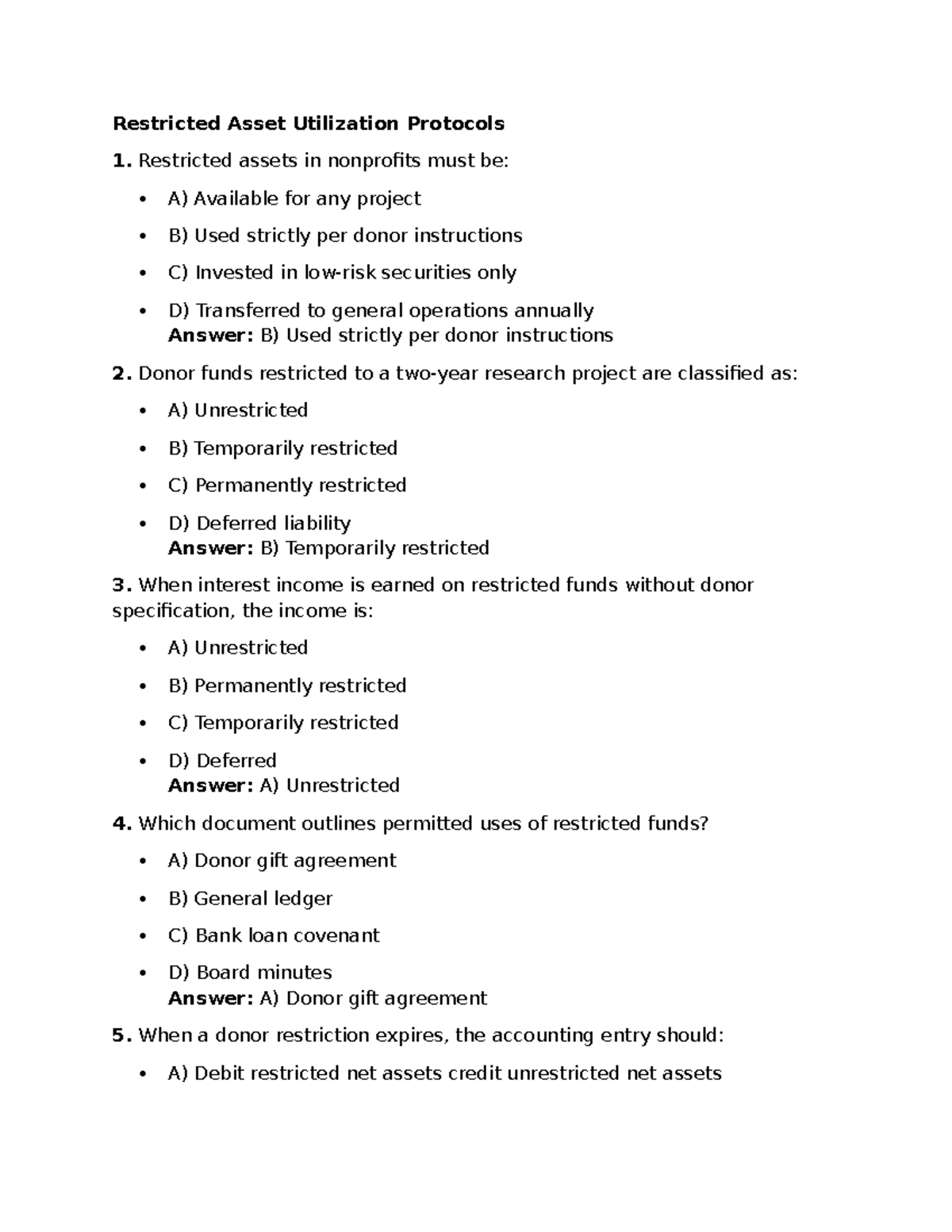 Restricted Asset Utilization Protocols: Nonprofit Guidelines and ...