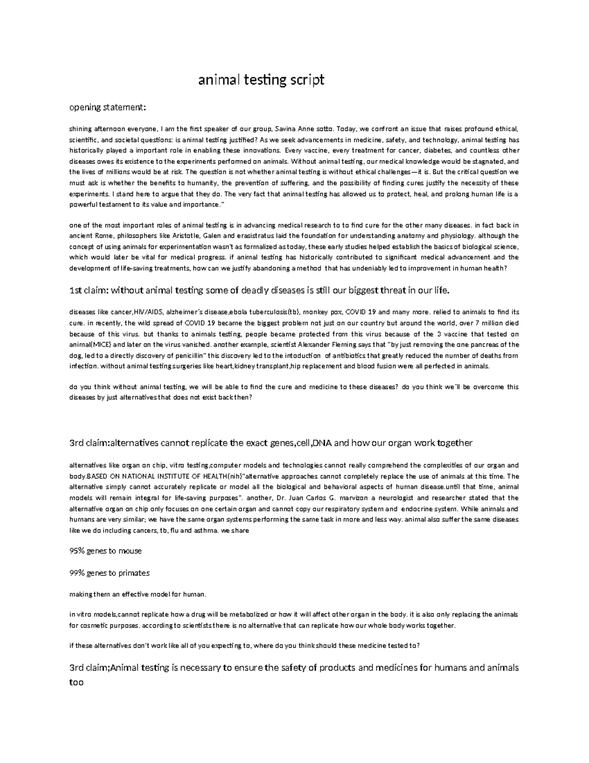 Animal testing WPS Office - animal testing script opening statement ...