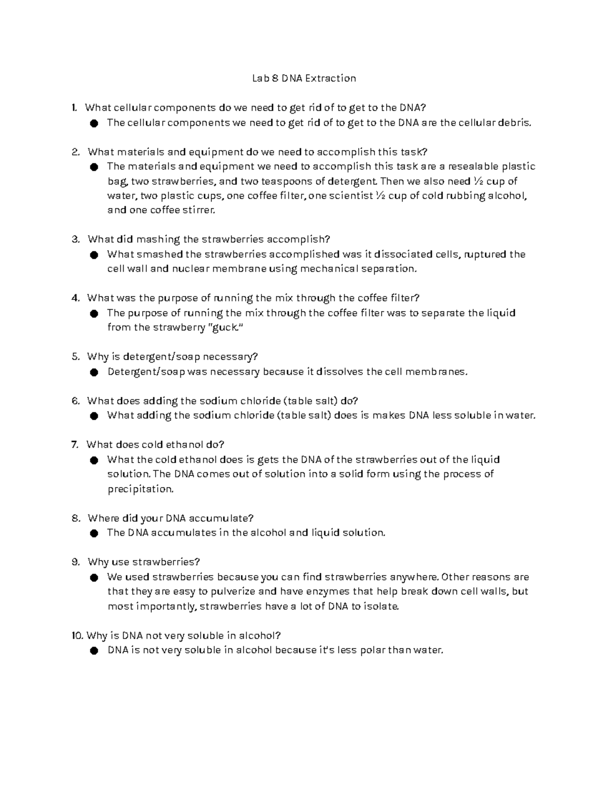 Lab 8 DNA Extraction - This is my lab assignment for Lab 8. - Lab 8 DNA ...