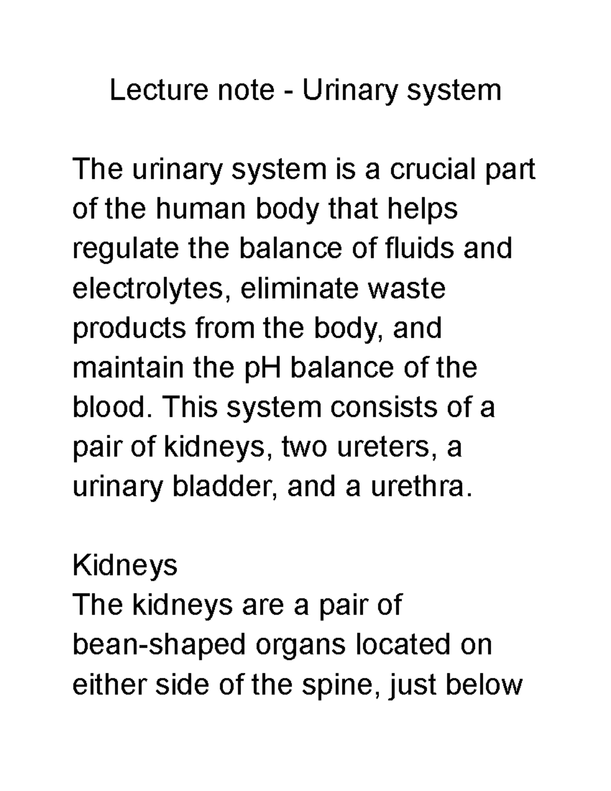 Lecture note - Urinary system - Google Docs - Lecture note - Urinary ...