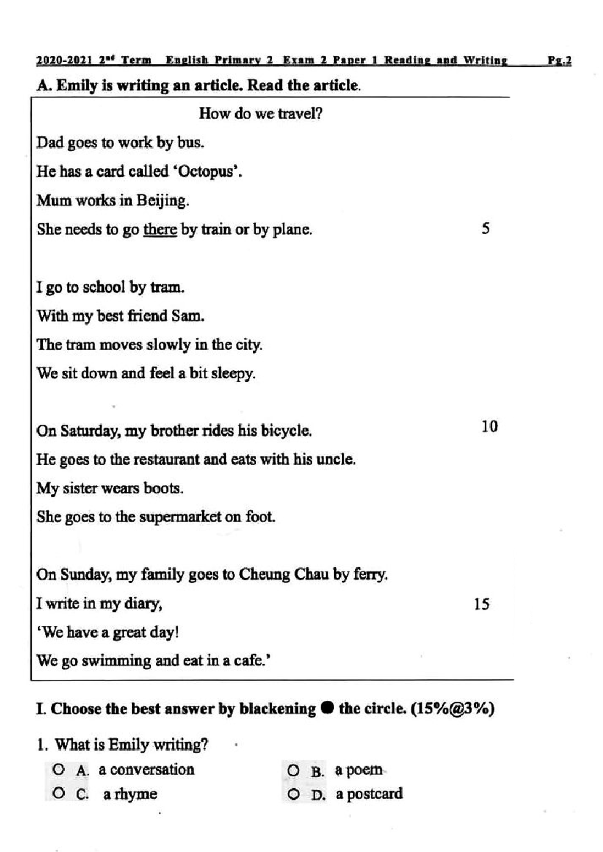 2nd Term English Primary 2 Exam 2 Paper 1 Reading and Writing Notes ...