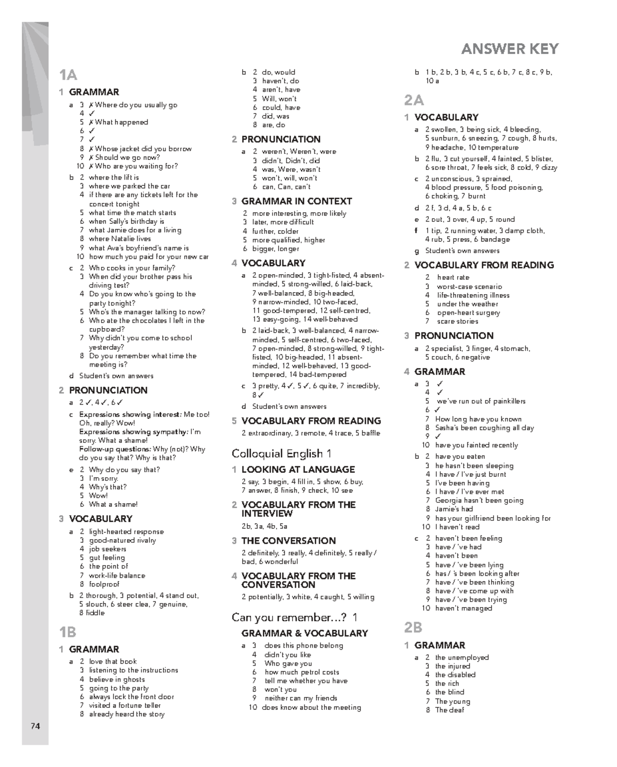 ANSWER KEY 1A-1B: English File 4th Ed Upper Intermediate Workbook - Studocu