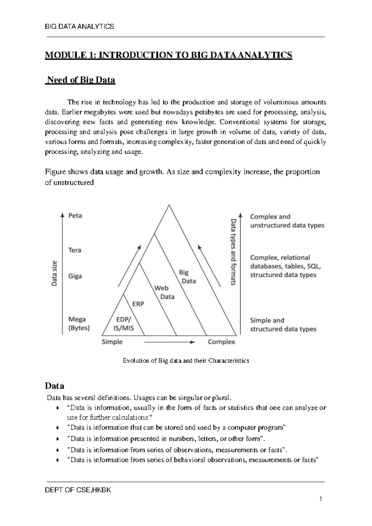 Big Data Module 1-1 - Naaaaaa - DEPT OF CSE,HKBK MODULE 1: INTRODUCTION ...
