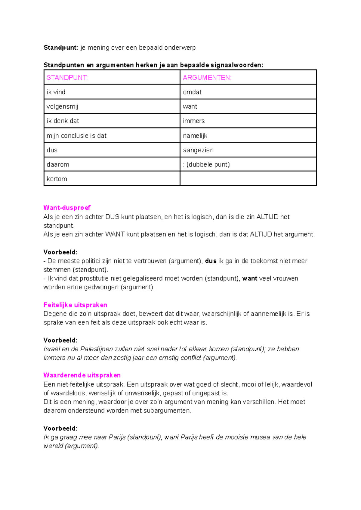 Argumenteren Samenvatting en Structuur voor Cursisten - Studeersnel
