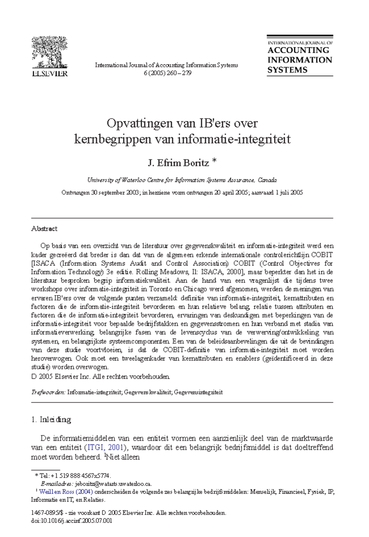 Kernbegrippen van Informatie-integriteit: Opvattingen van IB'ers ...