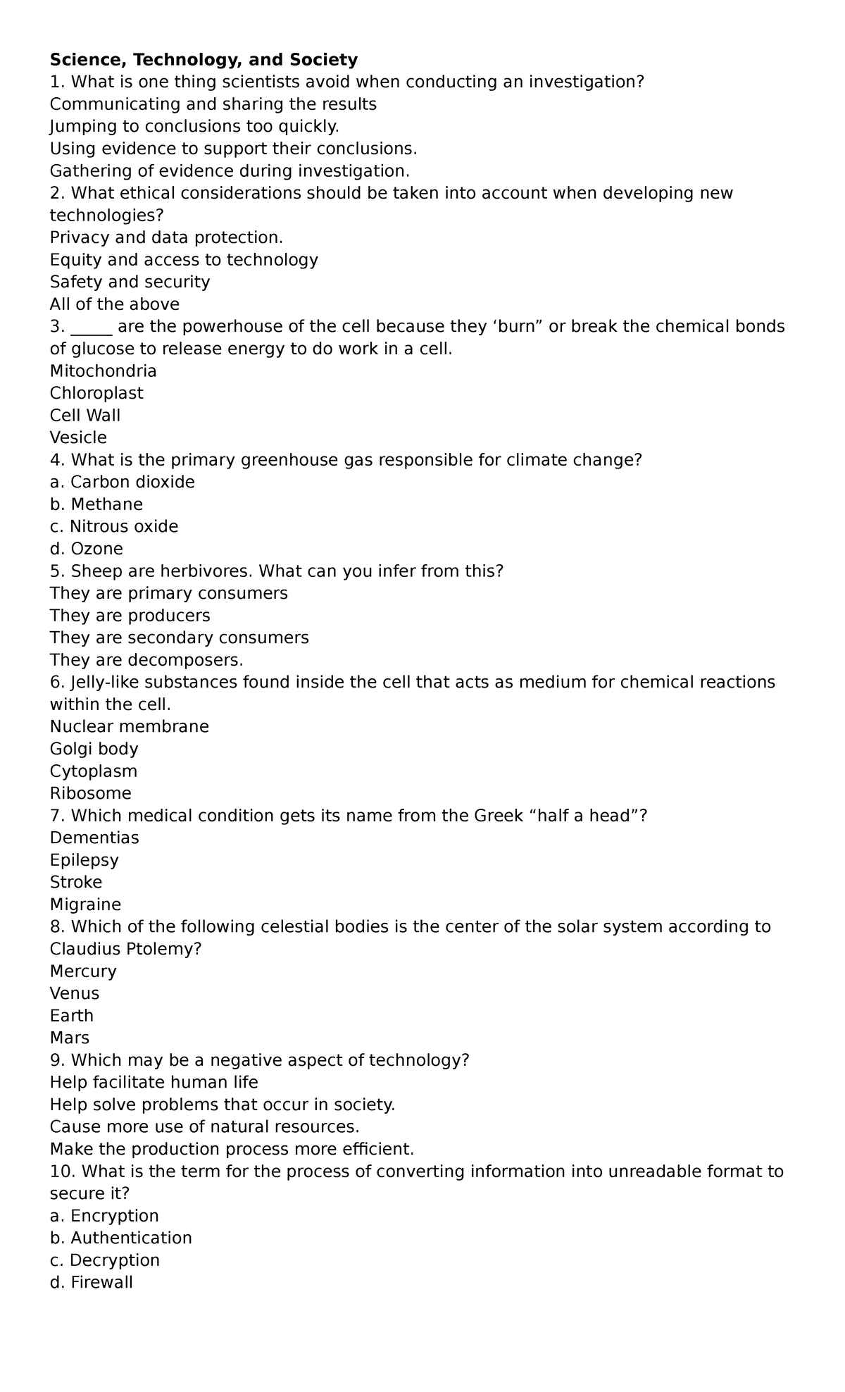 Science, Technology, and Society (STS) Final Exam Reviewer - Studocu