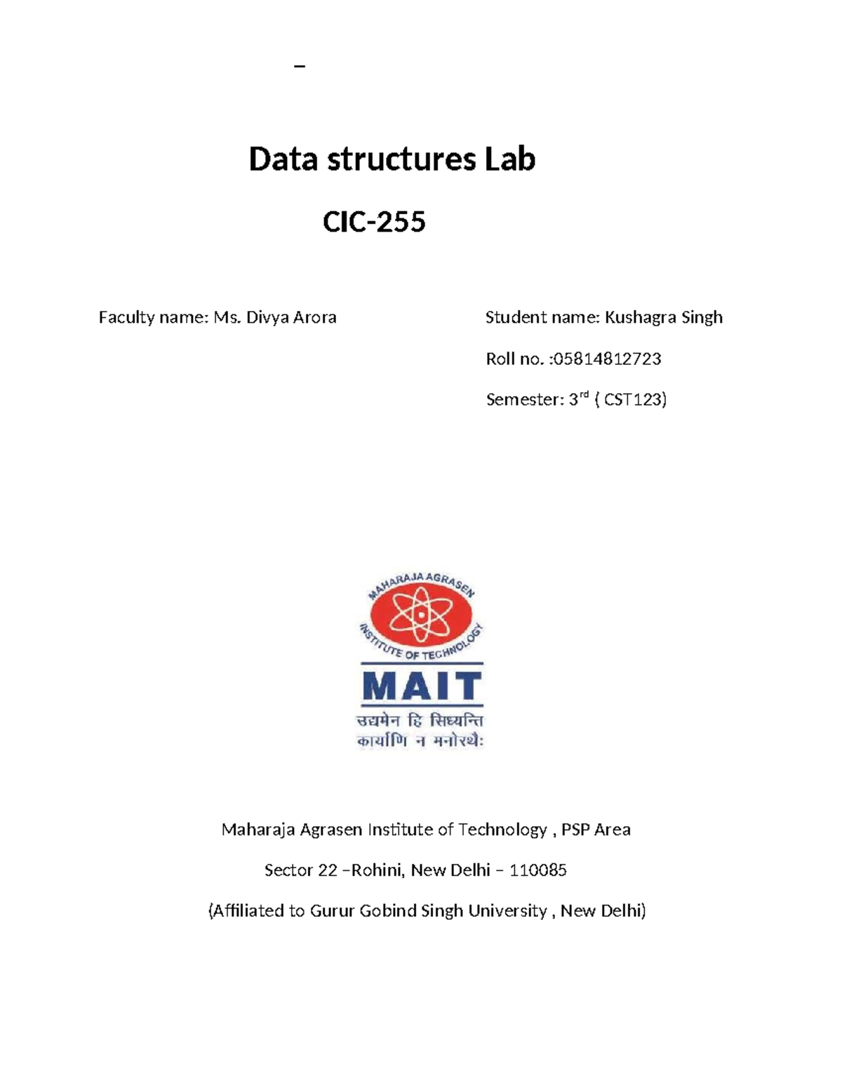 CST123 Data Structures Lab: Array, Binary Search & Sparse Matrix ...
