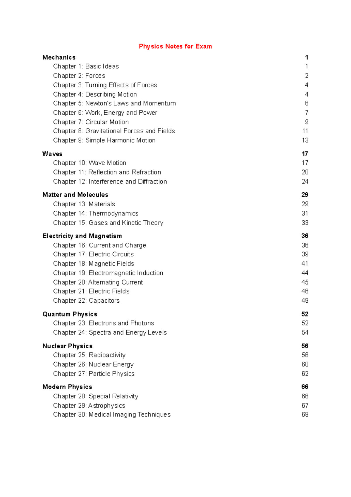 Physics Exam Notes: Key Concepts and Chapters Overview - Studeersnel