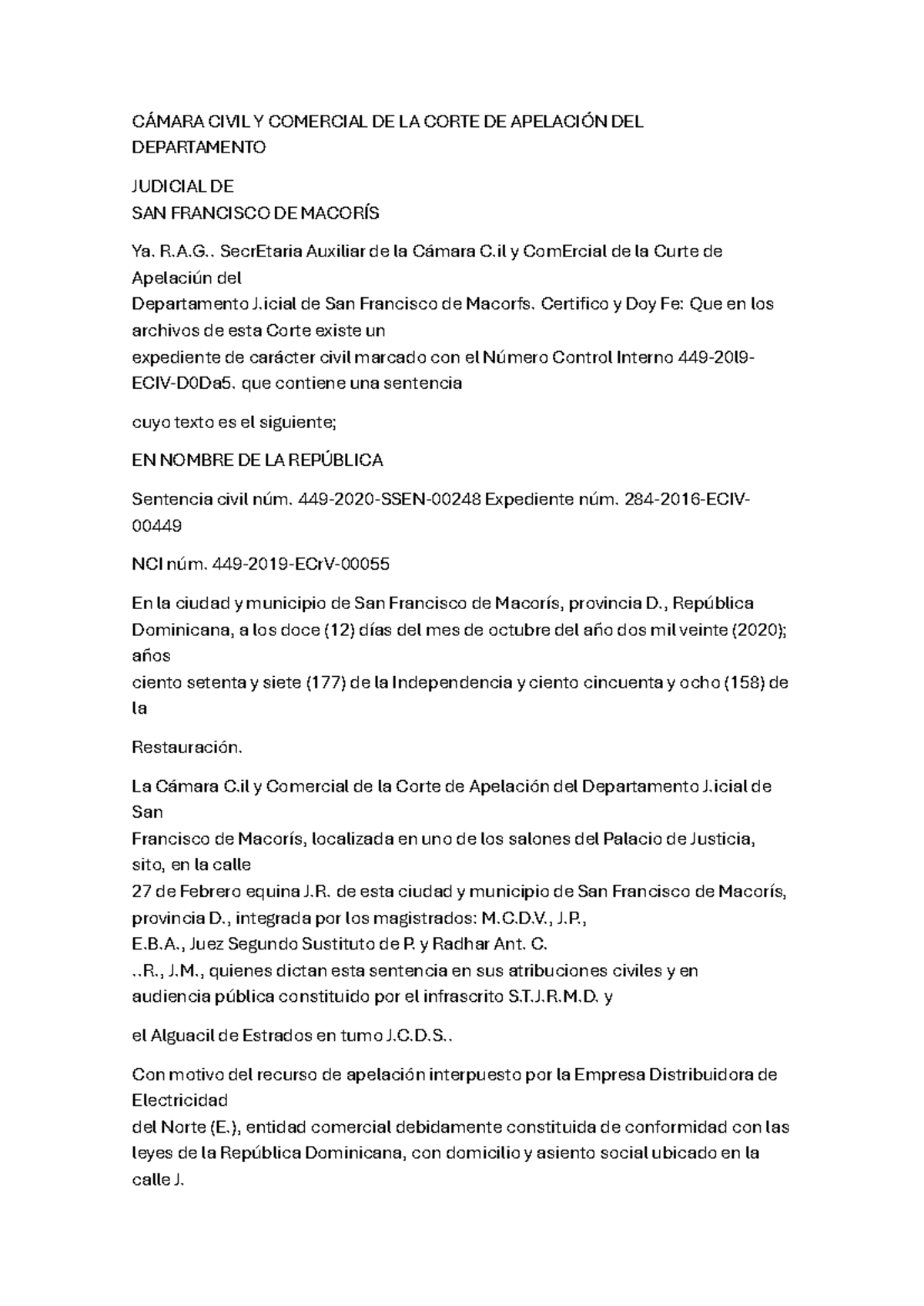 Sentencia Civil Núm. - Apelación EDENORTE - Cámara Civil y Comercial ...