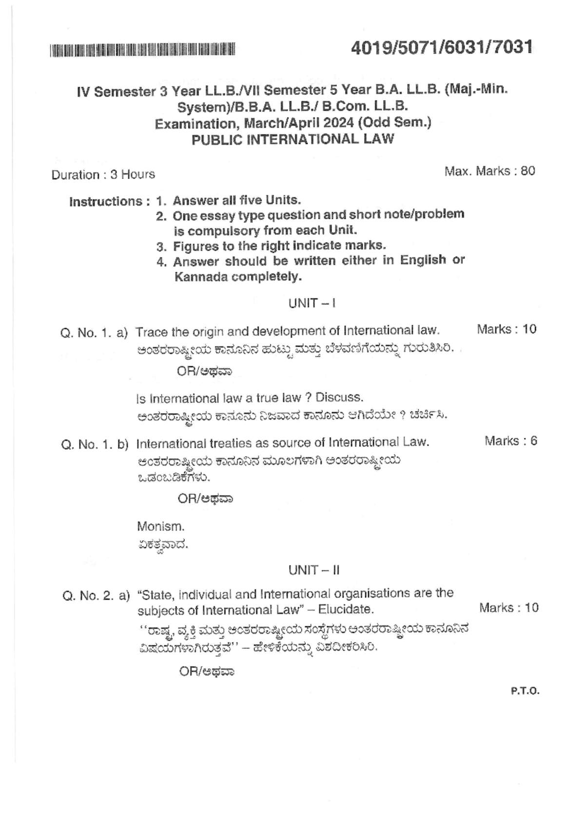 Public International Law Apr 202480 - IV Semester 3 Year Semester 5 ...