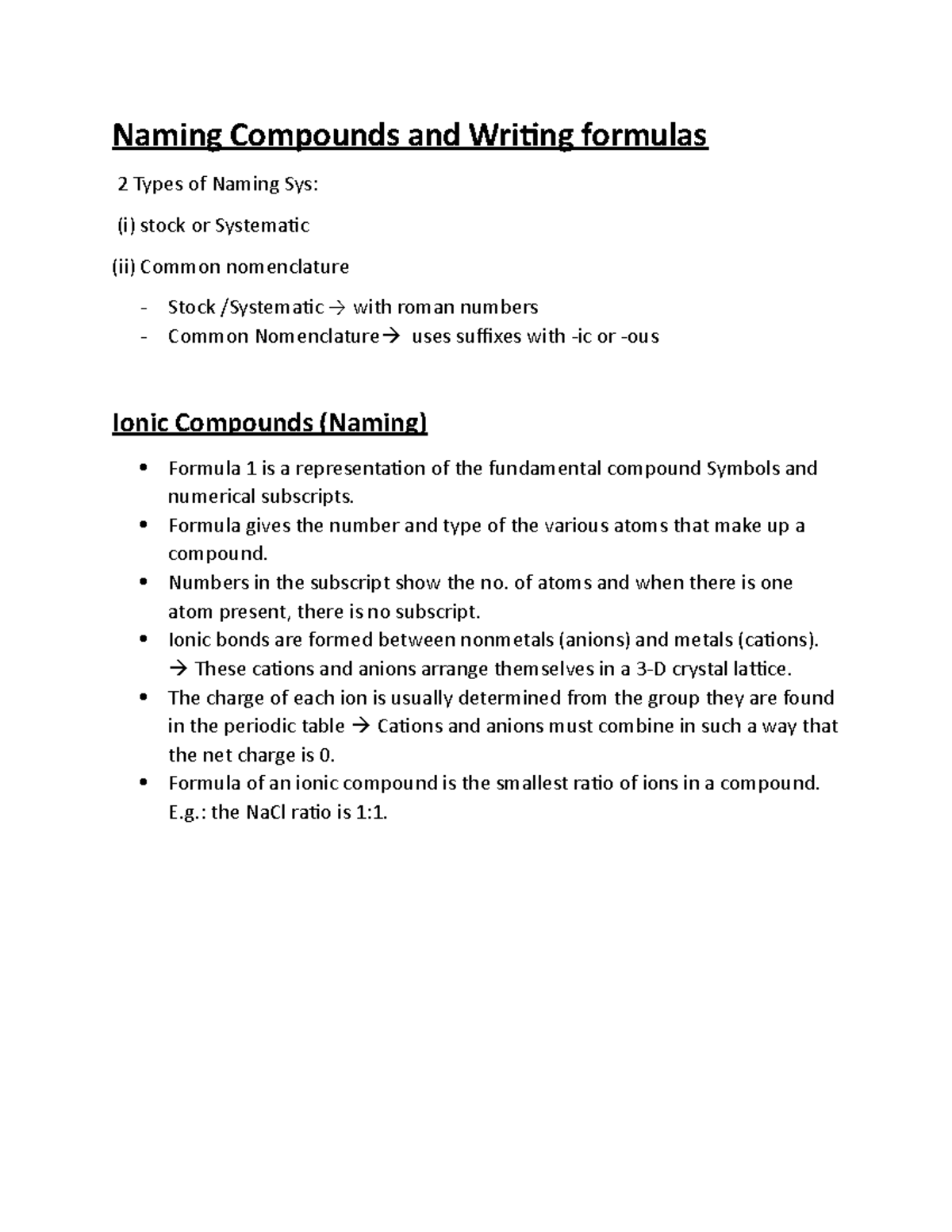 Naming Ionic Compounds and Writing Formulas: Chem 101 Guide - Studocu
