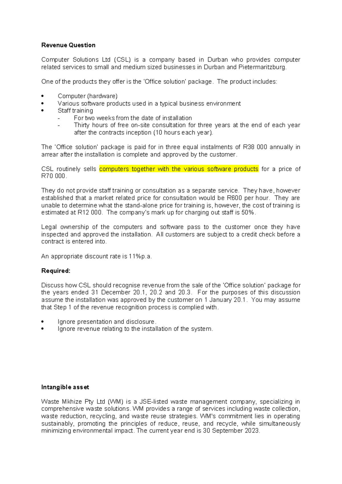 Revenue Recognition and Intangible Asset Analysis for CSL (CSL) - Studocu