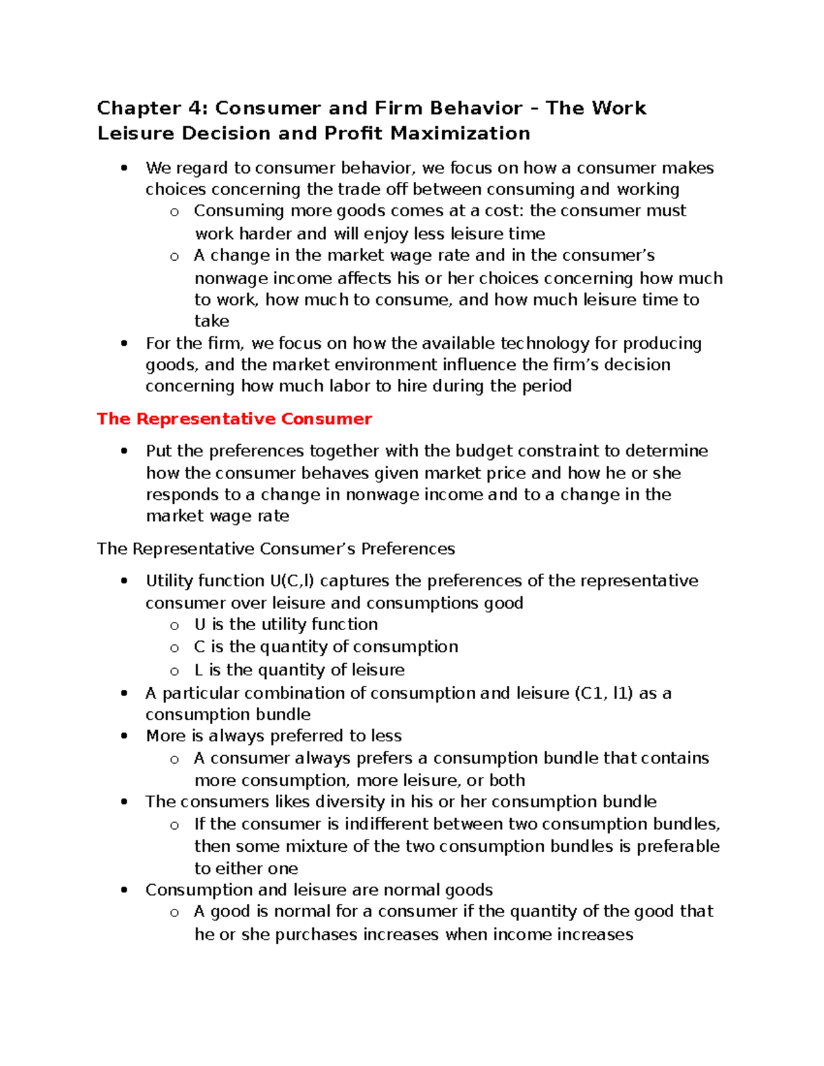 Econ 101: Chapter 4 - Consumer and Firm Behavior in Work-Leisure ...