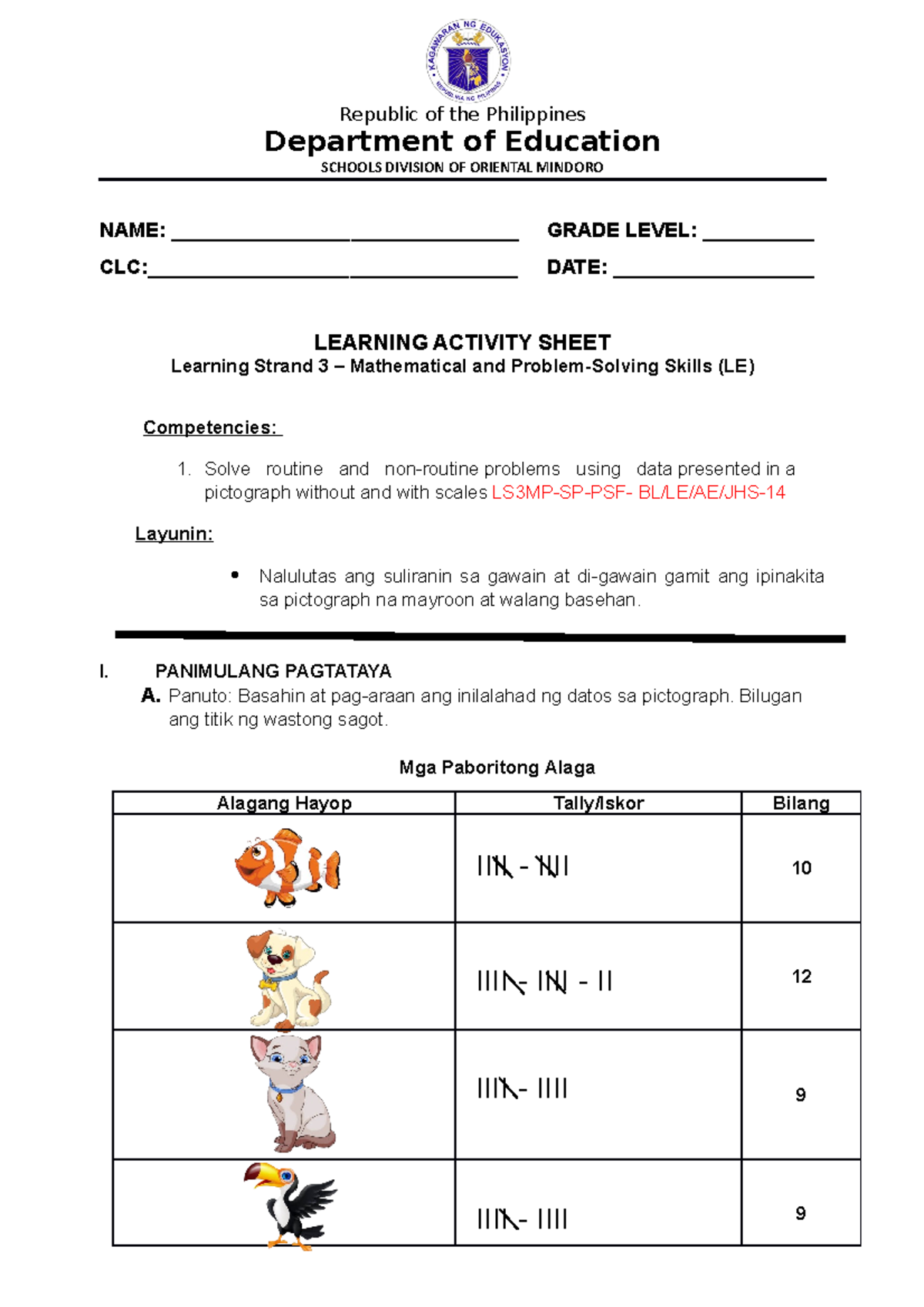 LS3-LAS-LE-Solving-Routine-and-Non-Routine-Problems in Tagalog - Studocu