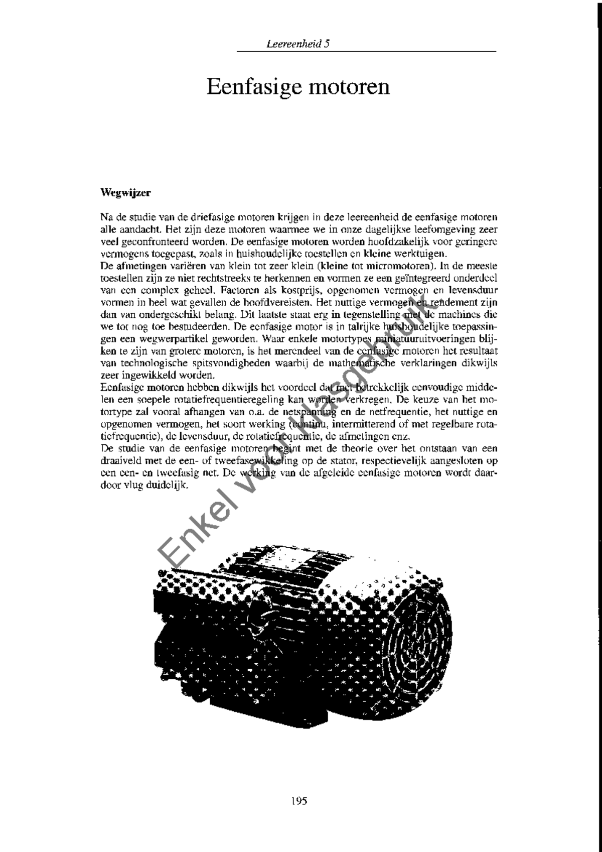 Leereenheid 5: Eenfasige Motoren WM 5 - Theorie en Toepassingen - Studocu