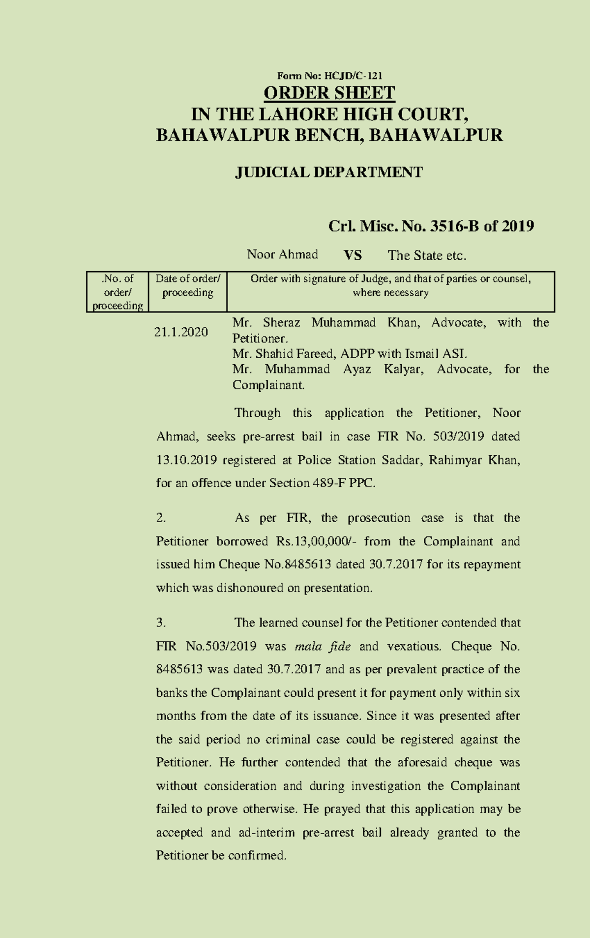 Crl. Misc. No. 2019: Bail Application Analysis in Lahore High Court ...