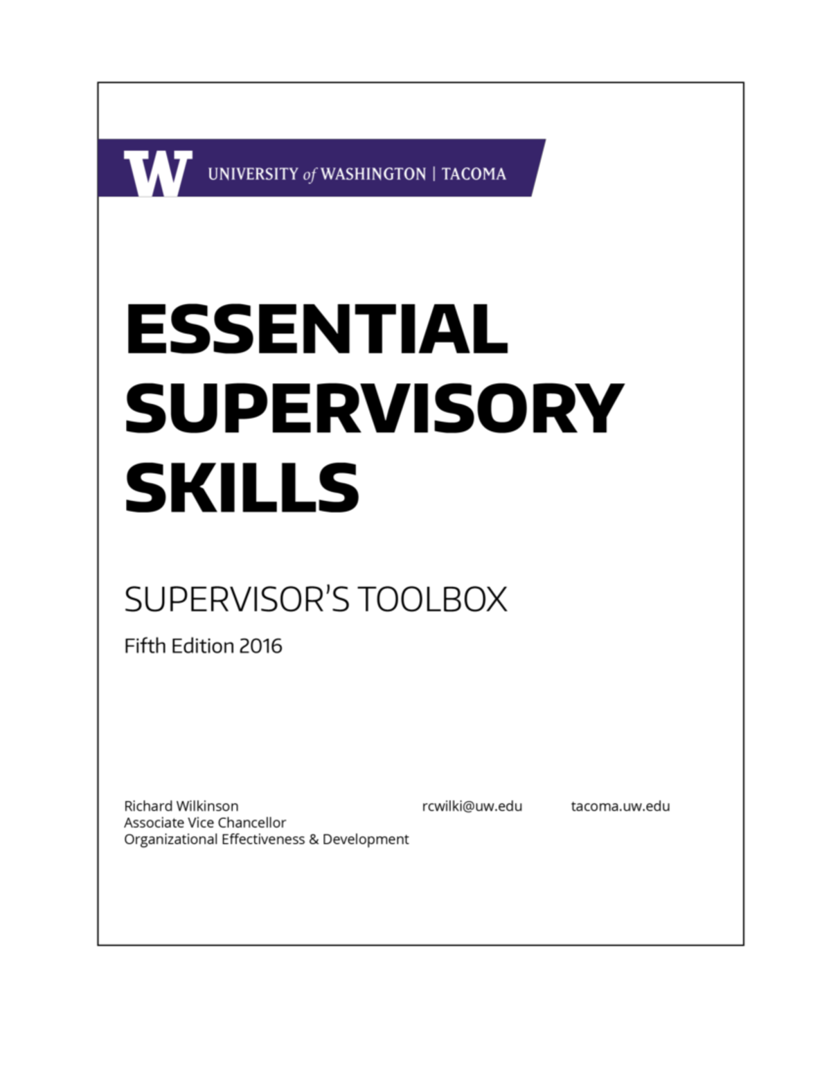UWT Supervisors Toolbox: Essential Skills for Effective Management ...