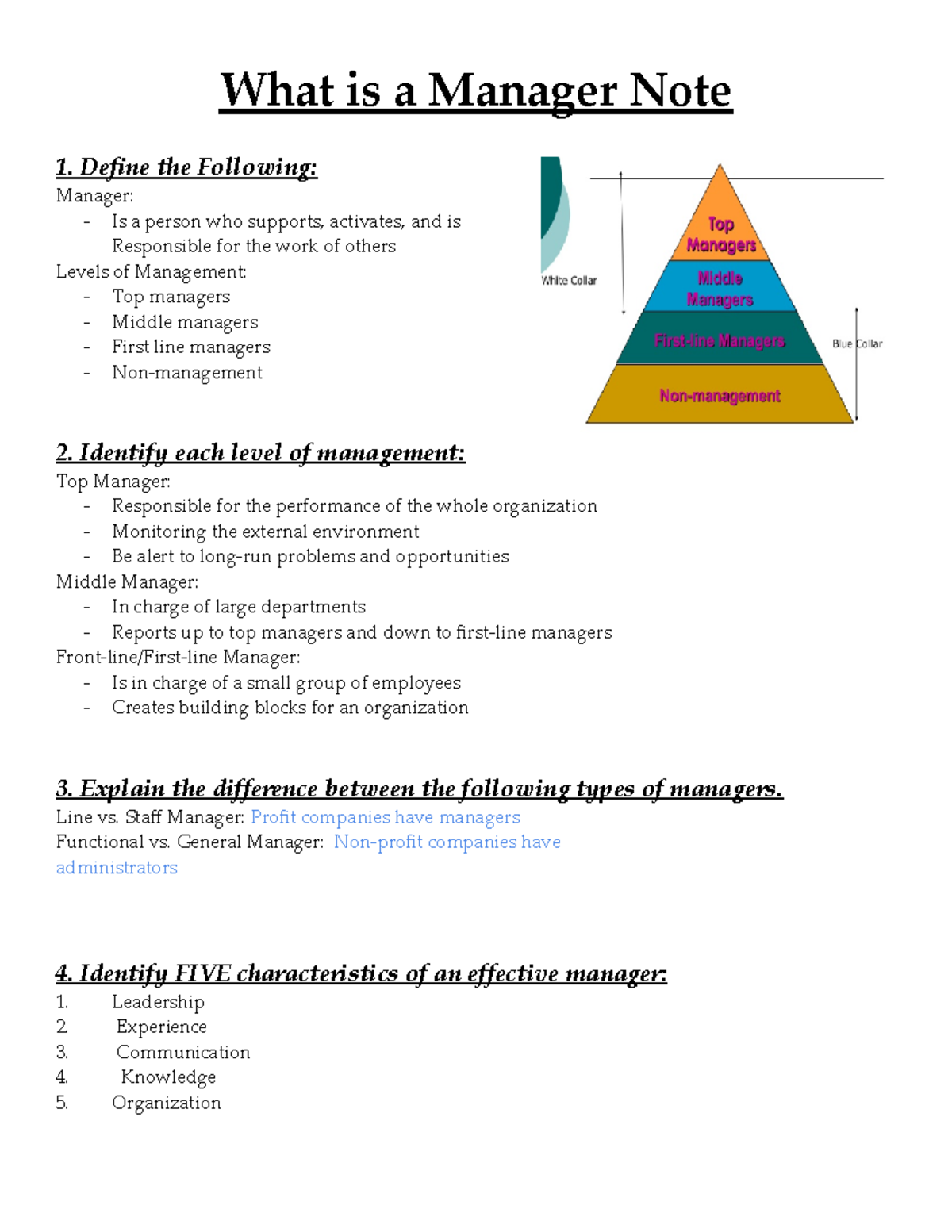 02-What is a Manager Note - What is a Manager Note 1. Define the ...