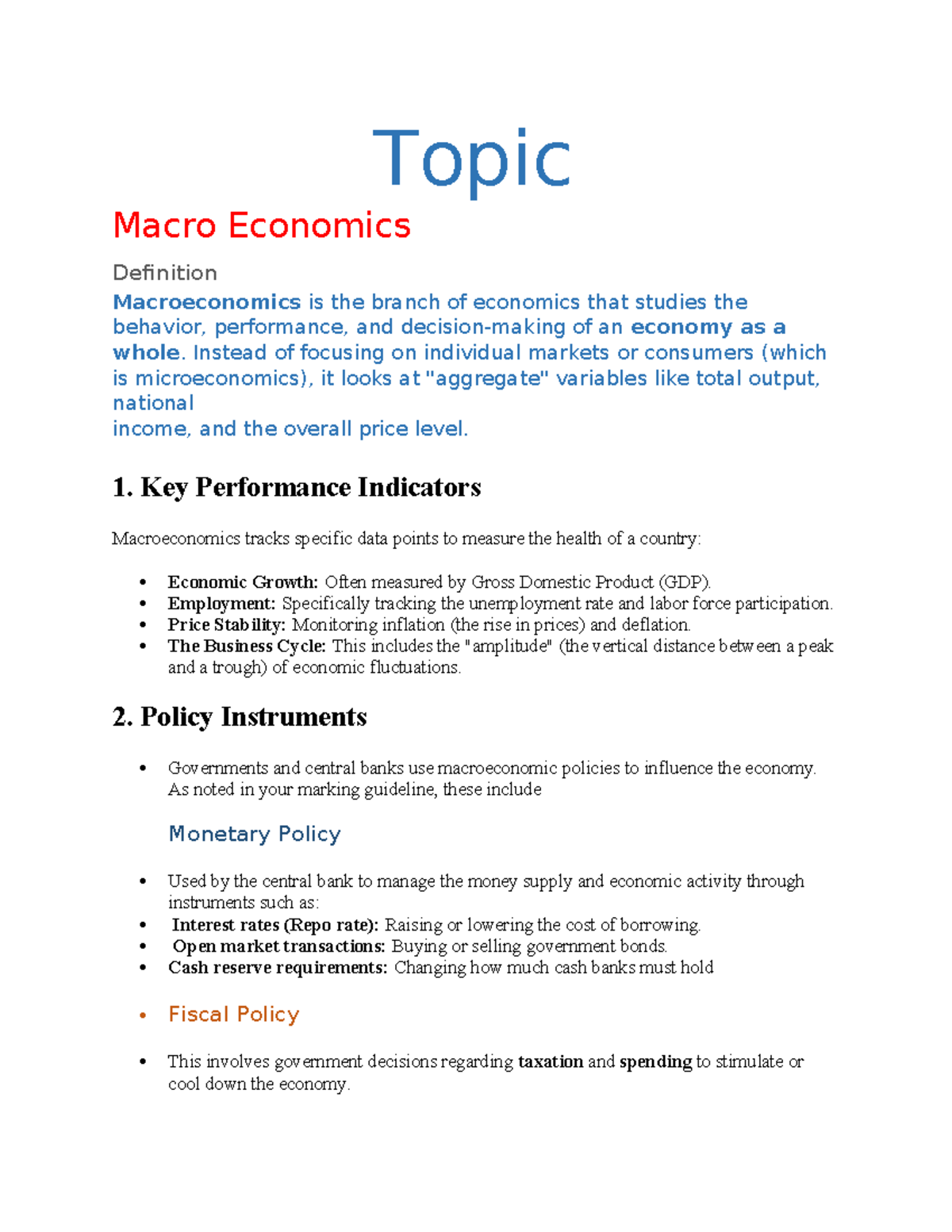 Macroeconomics Overview: Key Concepts and Indicators for Economics 101 ...