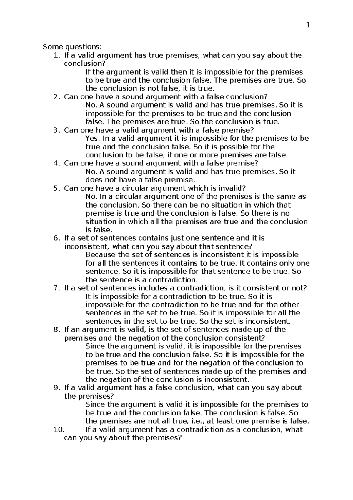 PHIL 101: Questions on Validity and Soundness in Arguments - Studocu