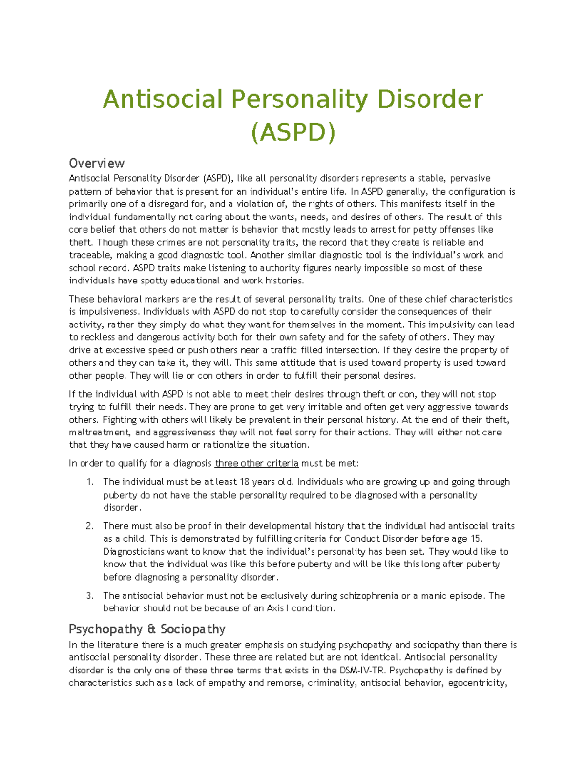 ASPD Overview and Insights: Characteristics, Diagnosis, and Treatment ...