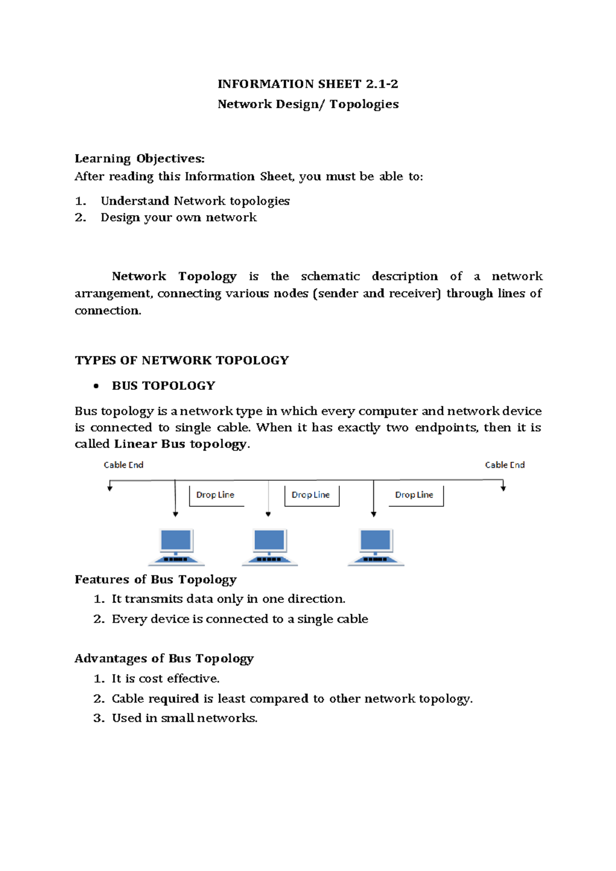 2 Network Design Topologies - INFORMATION SHEET 2- Network Design ...