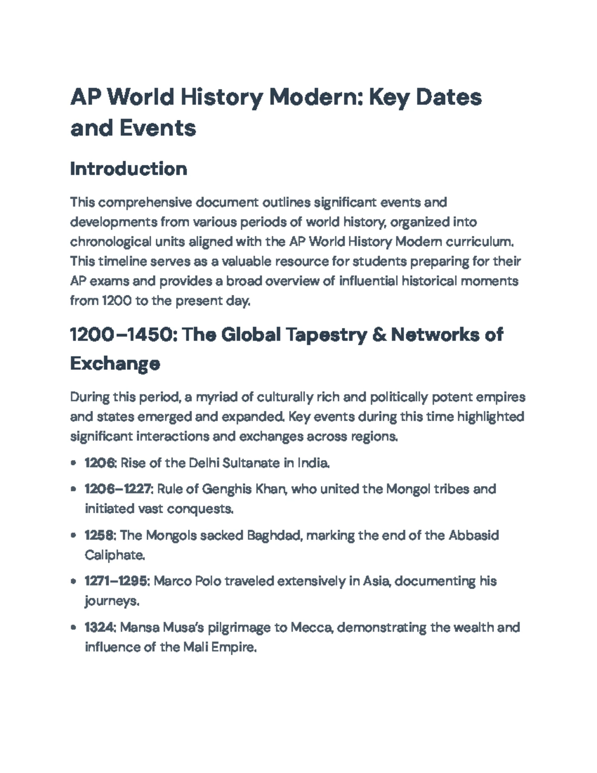 Chronological Events from 1900-Present: Key Historical Milestones - Studocu