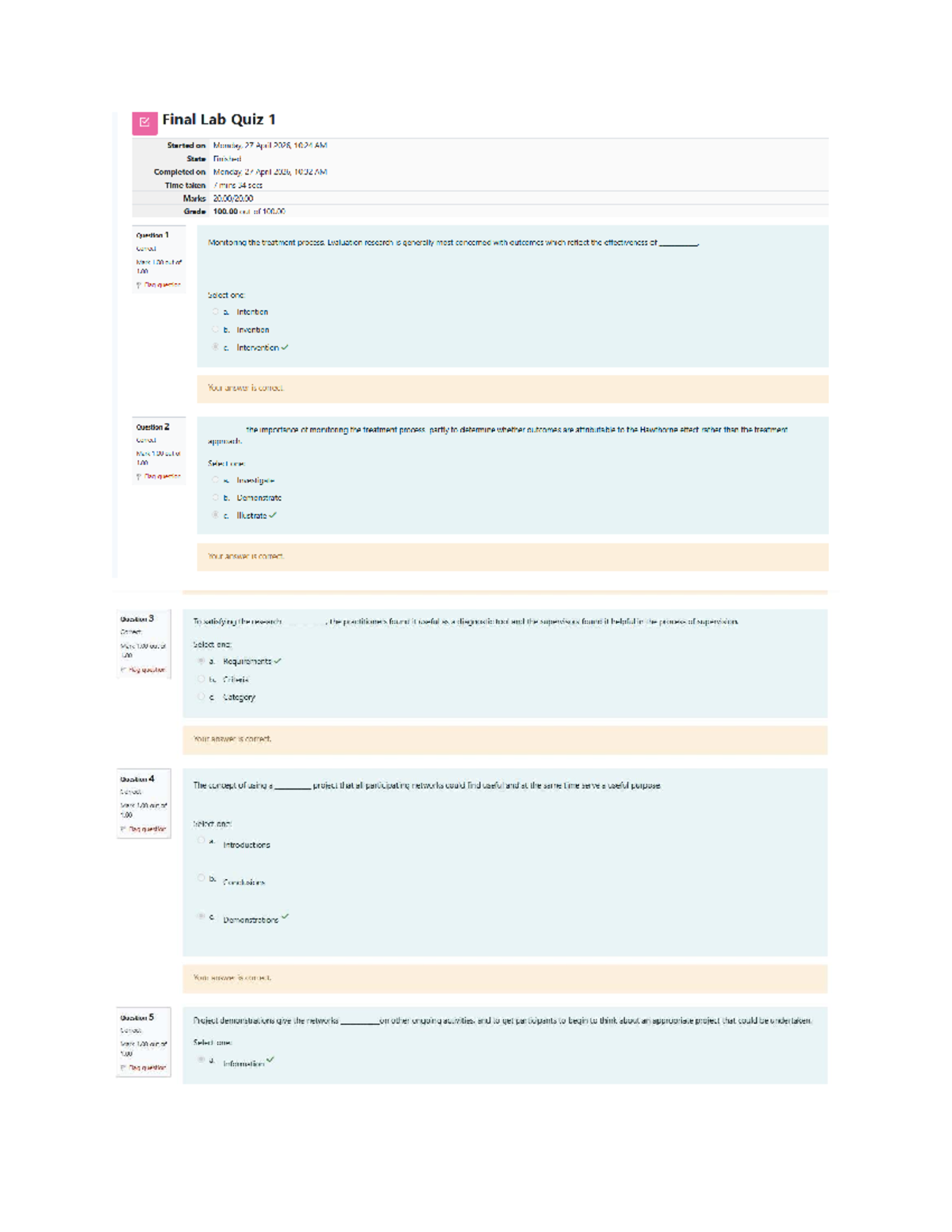 Final Lab Quiz 1 - UGRD-ECE6499: Monitoring Treatment Process - Studocu