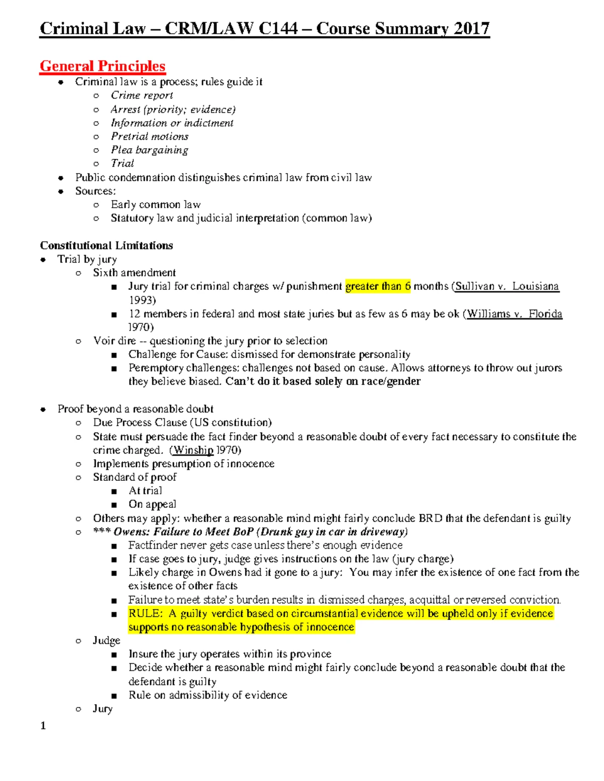 Comprehensive Overview of Criminal Law & Justice Principles (CJL 101 ...