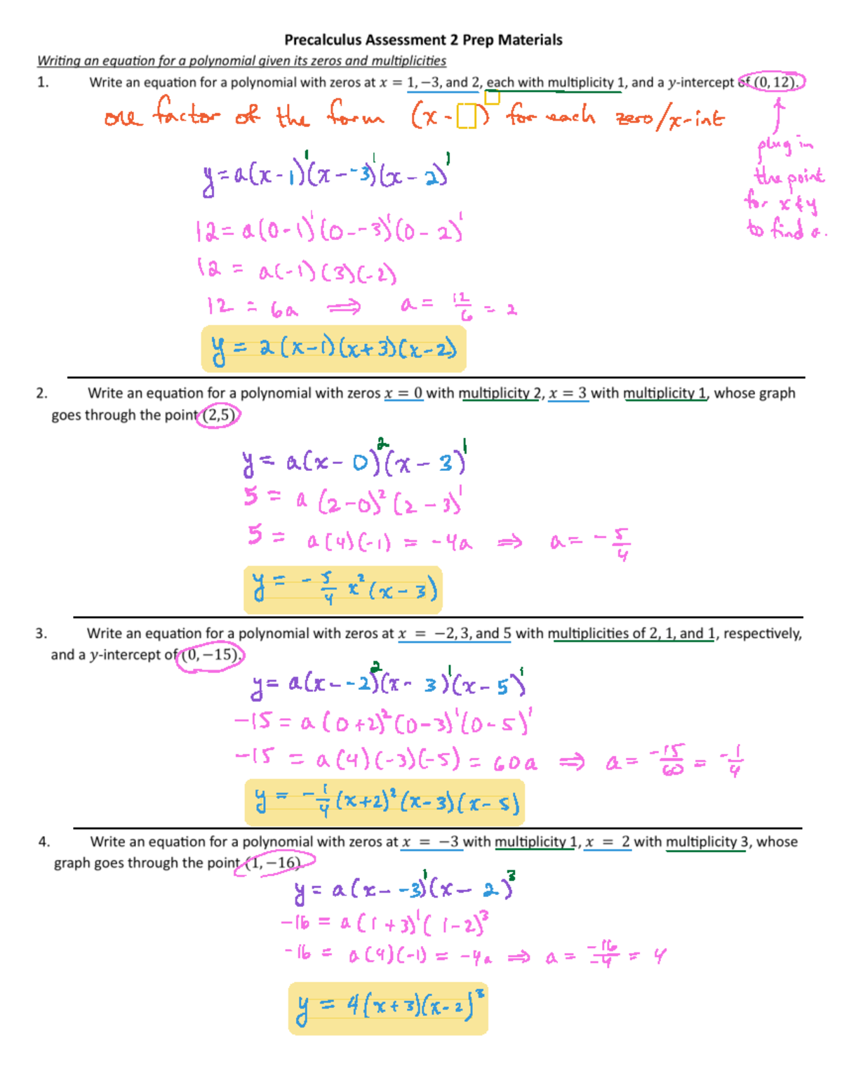 Mathematics Analysis & Functions Review for Course 101_Fall 2023 - Studocu