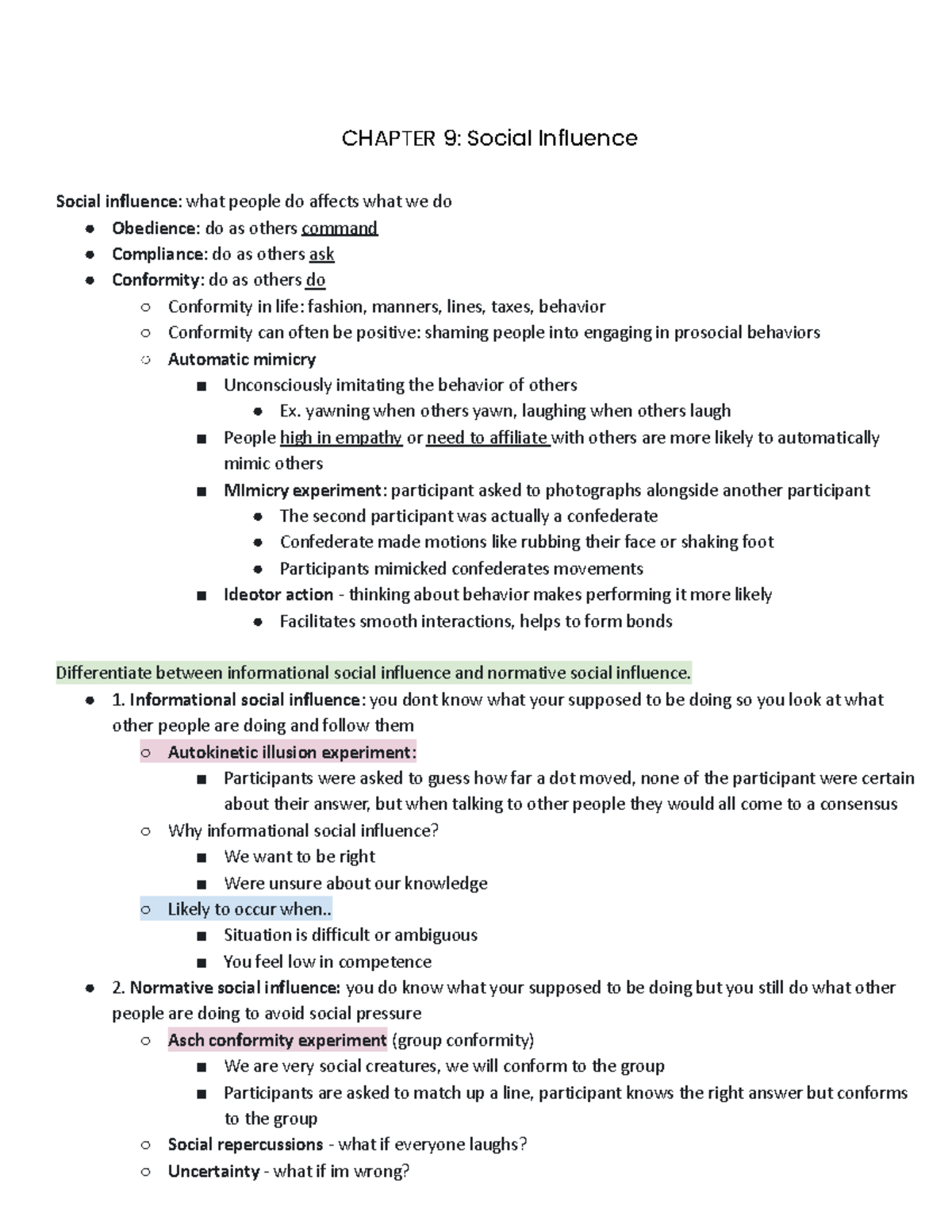 Psyc 101: Final Exam Study Guide on Social Influence and Relationships ...