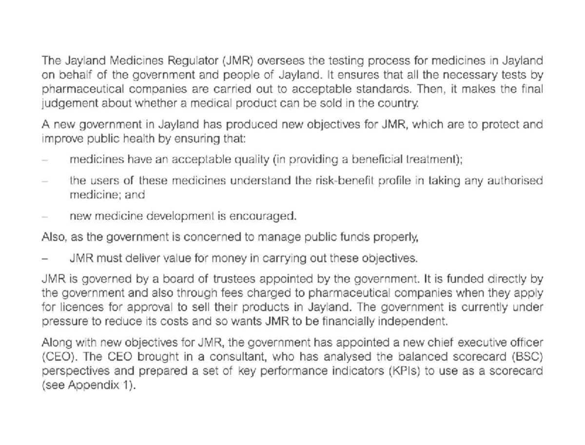 JMR Overview: Objectives, Governance, and Performance Indicators - Studocu