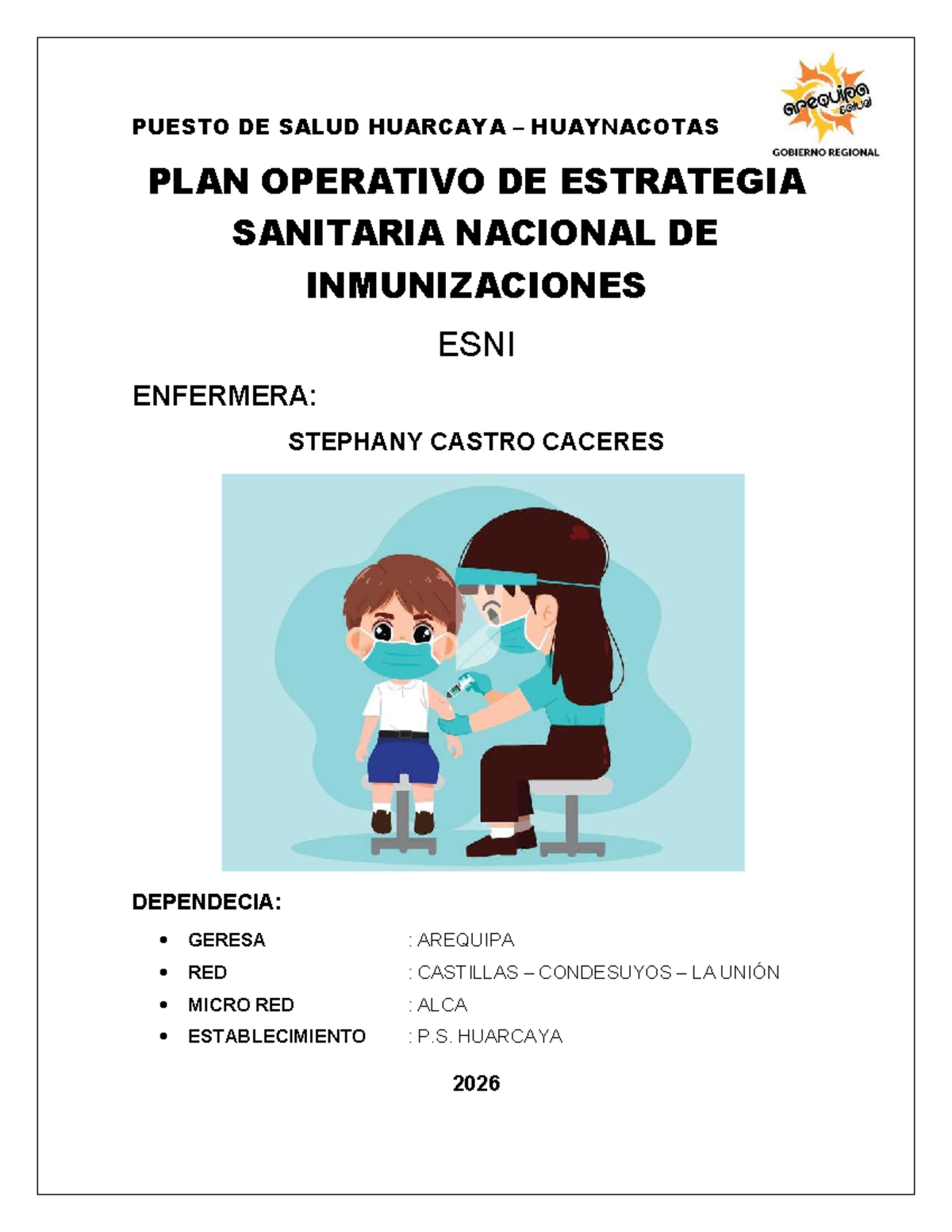 Plan Operativo de Estrategia Sanitaria Nacional de Inmunizaciones ESNI 2026 - Document Preview