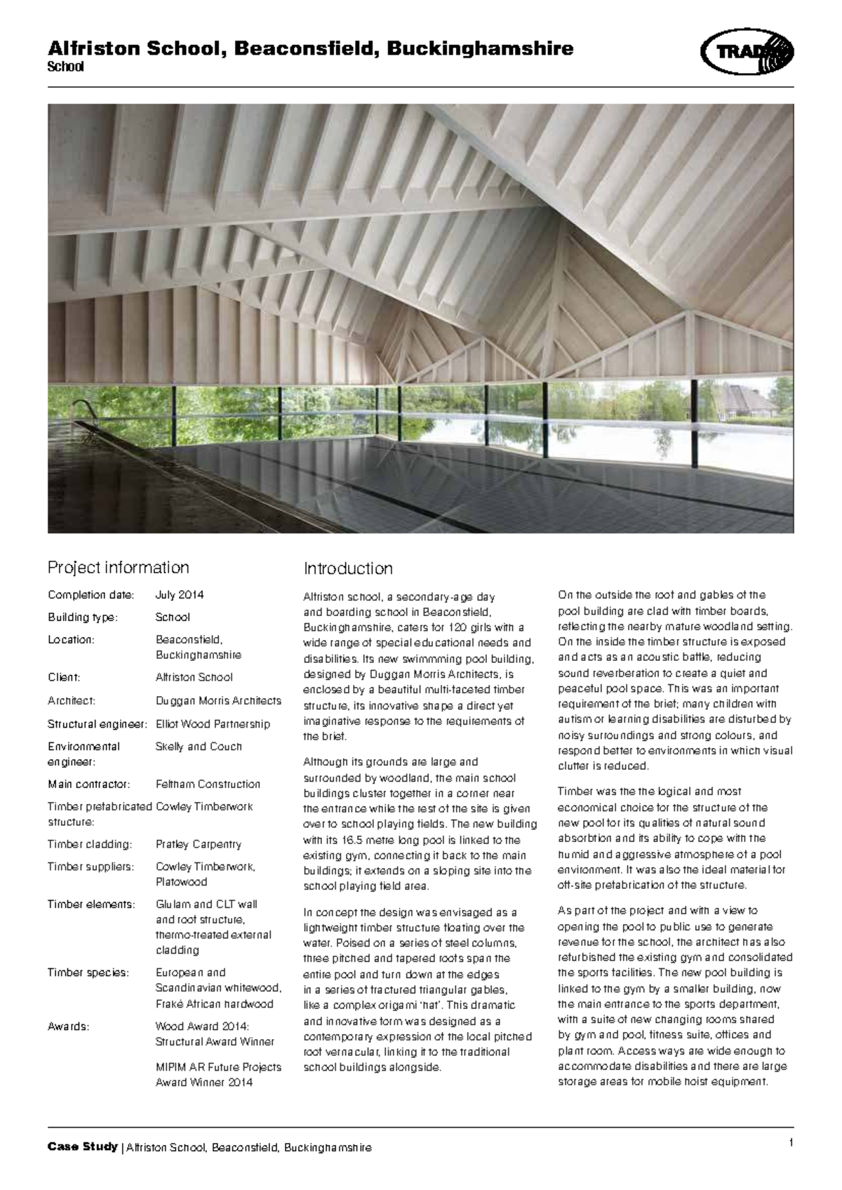 Case Study: Alfriston School Pool Building Project (BUC 2014) - Studocu