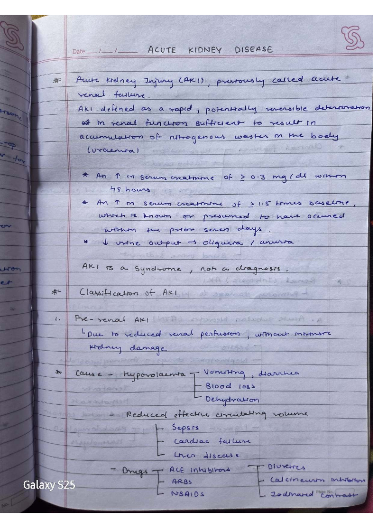 ACUTE KIDNEY DISEASE Overview and Management Notes (Galaxy S25) - Studocu