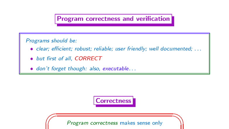 Lecture Notes on Program Correctness and Verification (CS101) - Studocu