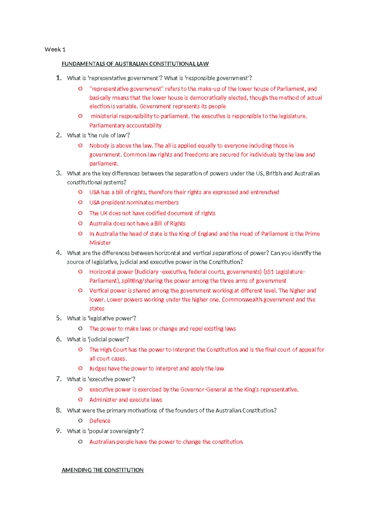 Week 1 Tutorial Questions: Fundamentals of Australian Constitutional ...