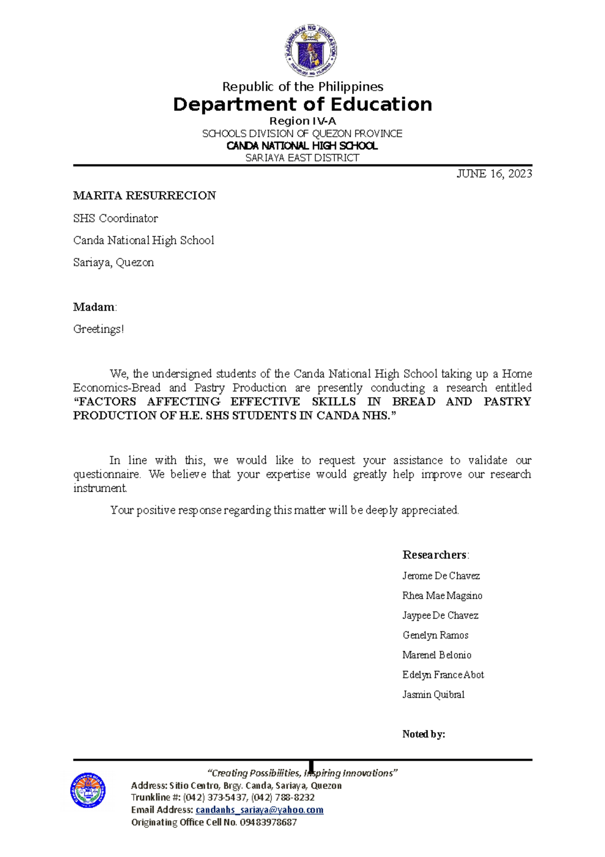 Validation Letter - okvghkjbkfjkfjlfzji - Republic of the Philippines ...